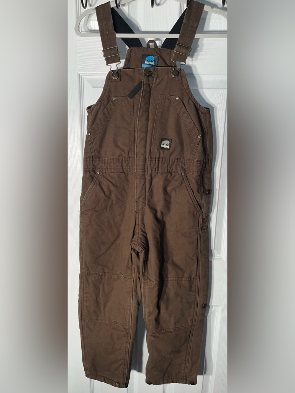 BERNE Youth Softstone Insulated Bib Overall Brown Size Medium M Cotton Workwear